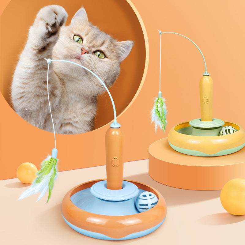 Cat turntable feather toy for indoor cats UK
