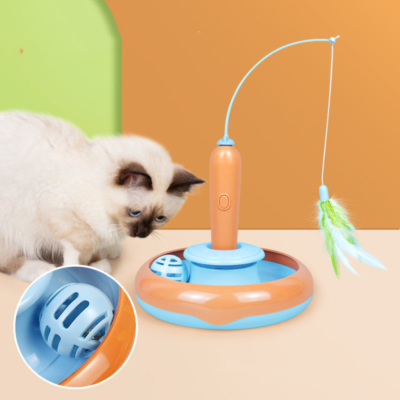 Cat Turntable Feather Toy for Indoor Cats